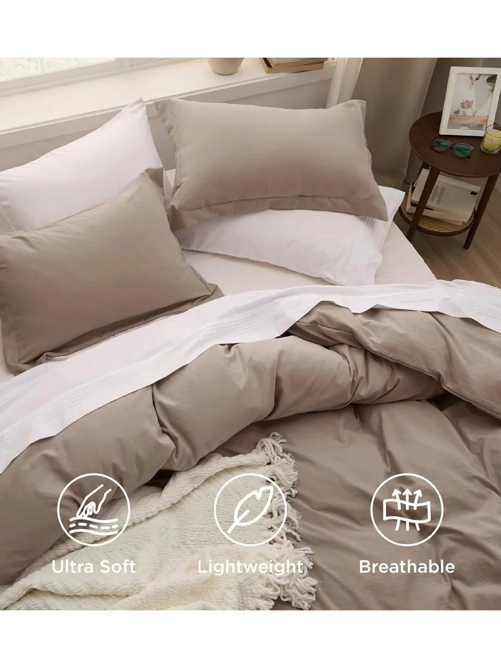 bedsure khaki duvet